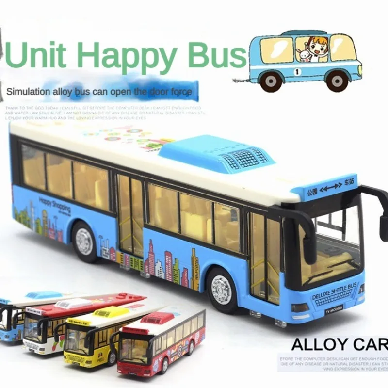 1:50 Air Conditioning Bus Alloy Car Model City Bus Model Children's Pull Back Sound Light Toys Car-model Toy Kids Play Models