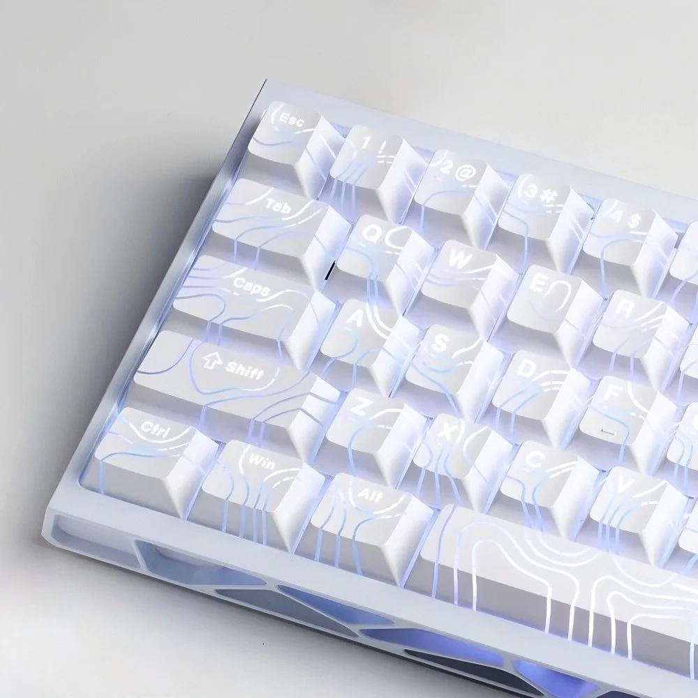 

Keycap PBT 119 Key Cherry Line Letter Translucent Keyboard Keychain Compatible with 0/64/84/98/108 Gaming Mechanical Keyboard