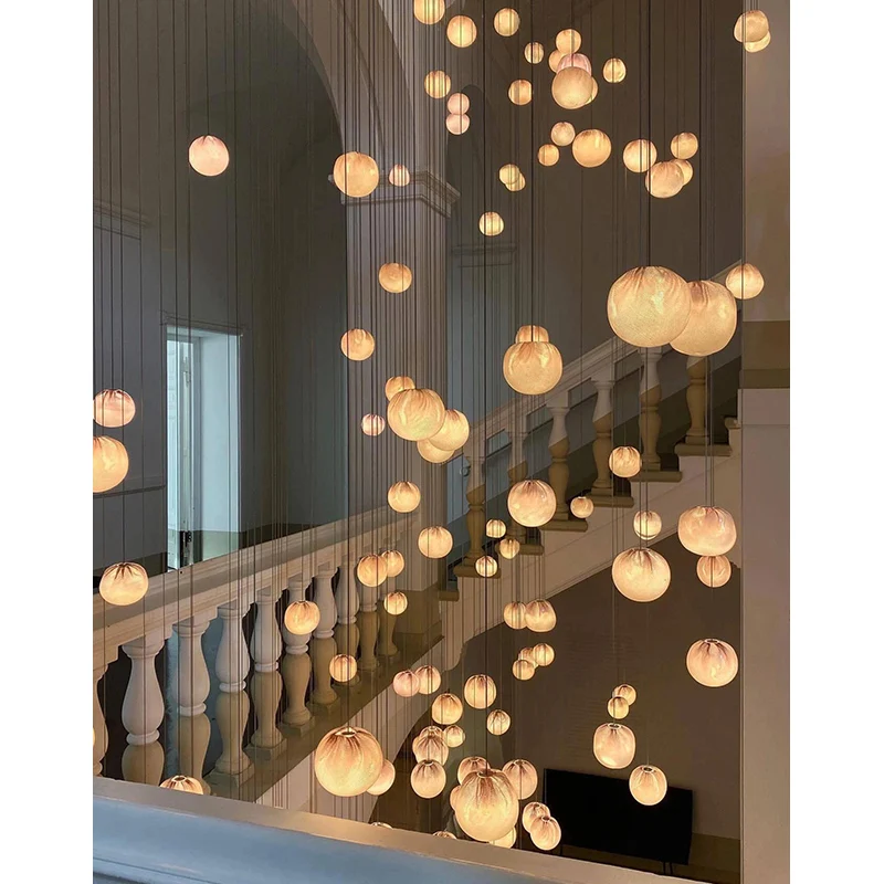

BOSSEN Nordic Style Dimmable Aluminum Pendant Light Glass Magic Bean Chandelier Customizable Lustre for Living Room Villa