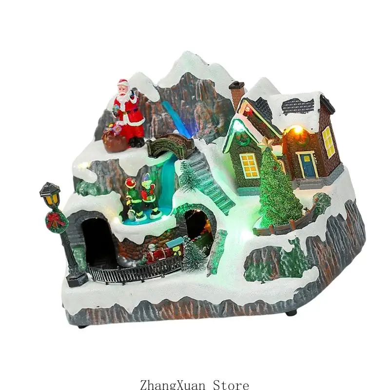 Musikalische Weihnachtsdorf-Figuren mit rotierender Figur für Heim-Tischdekorationen 3XUF – Detail 8