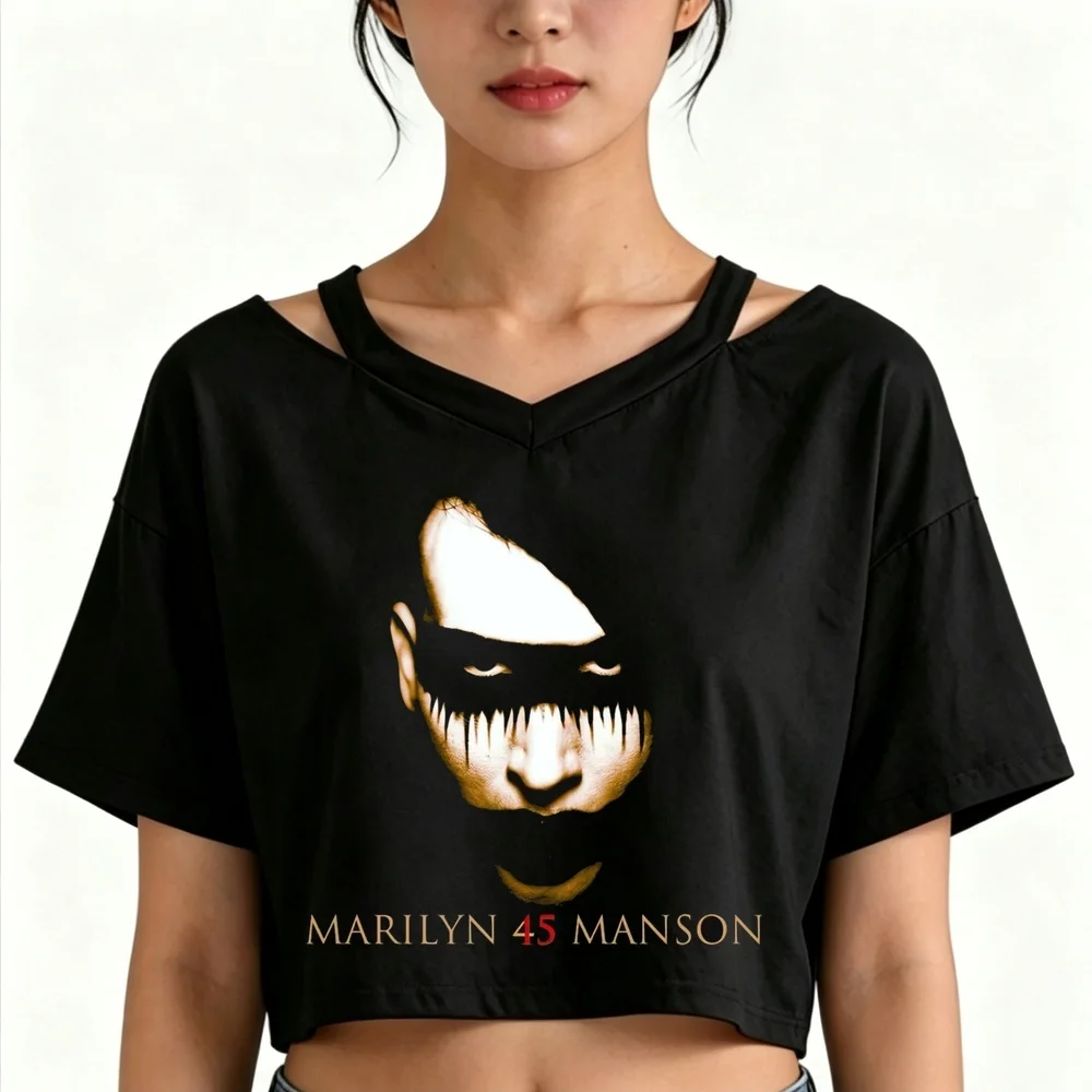 Marilyn Manson crop top female alternative  gyaru clearance sales baddie scene  shirt gyaru vintage summer