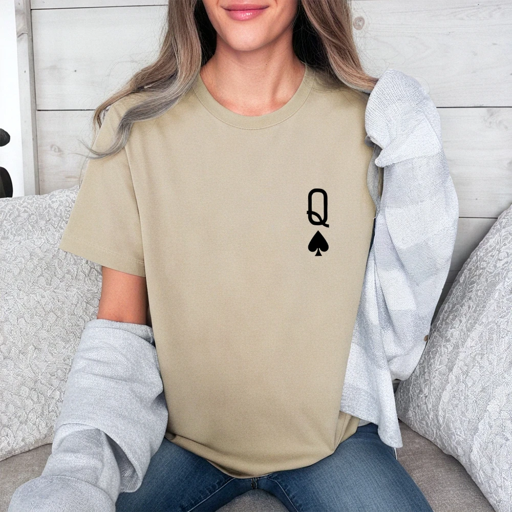 

Женская футболка большого размера с графическим рисунком Y2k Queen of Spades, новинка 2025, хлопковая футболка, уличная одежда, топ с принтом, летний повседневный жирный эффектный топ