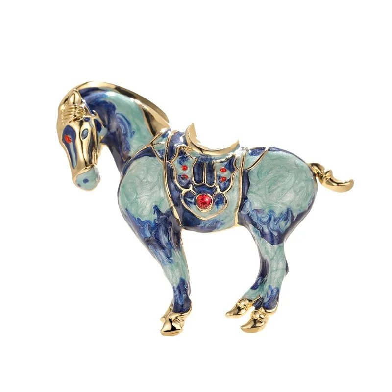 For Blue Horse Brooch with Diamonds, Sweat Blood BMW Corsage Men's Personalized Clothing Accessories Gift