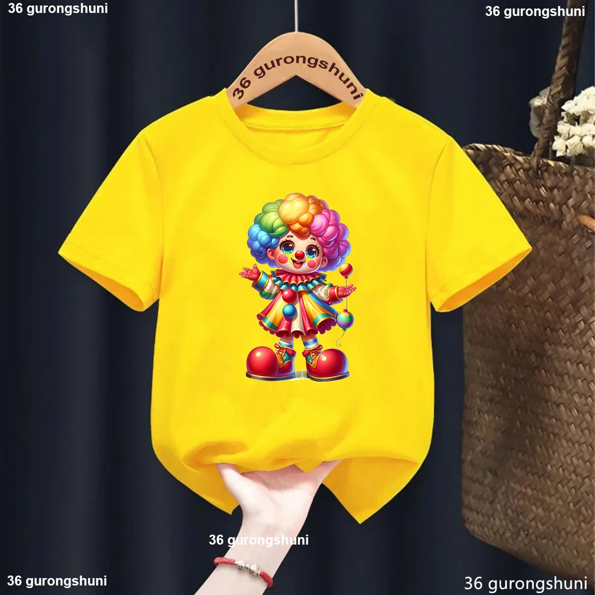 

Children Cartoon Printing T Shirt Boys Girls Funny Clown Circus Art Graphical Tshirt Harajuku Short Sleeve Tops Kids Clothes