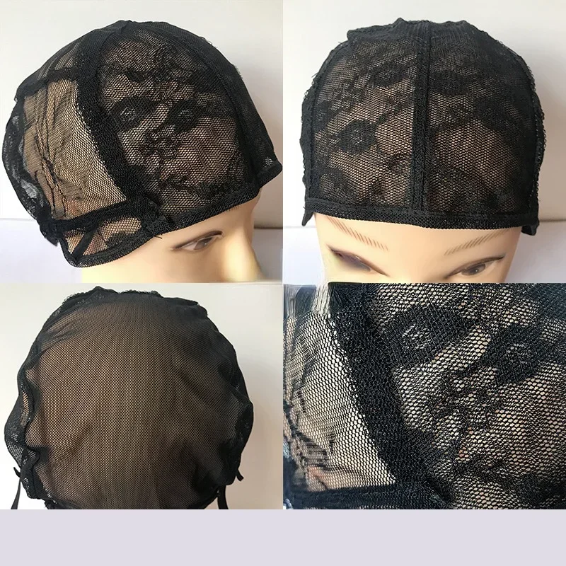 Wholesale Black Double Lace Wig Cap Hairnet For Wigs Making Streching Double Lace Wig Cap For Women Wig Liner Accessories1pcs