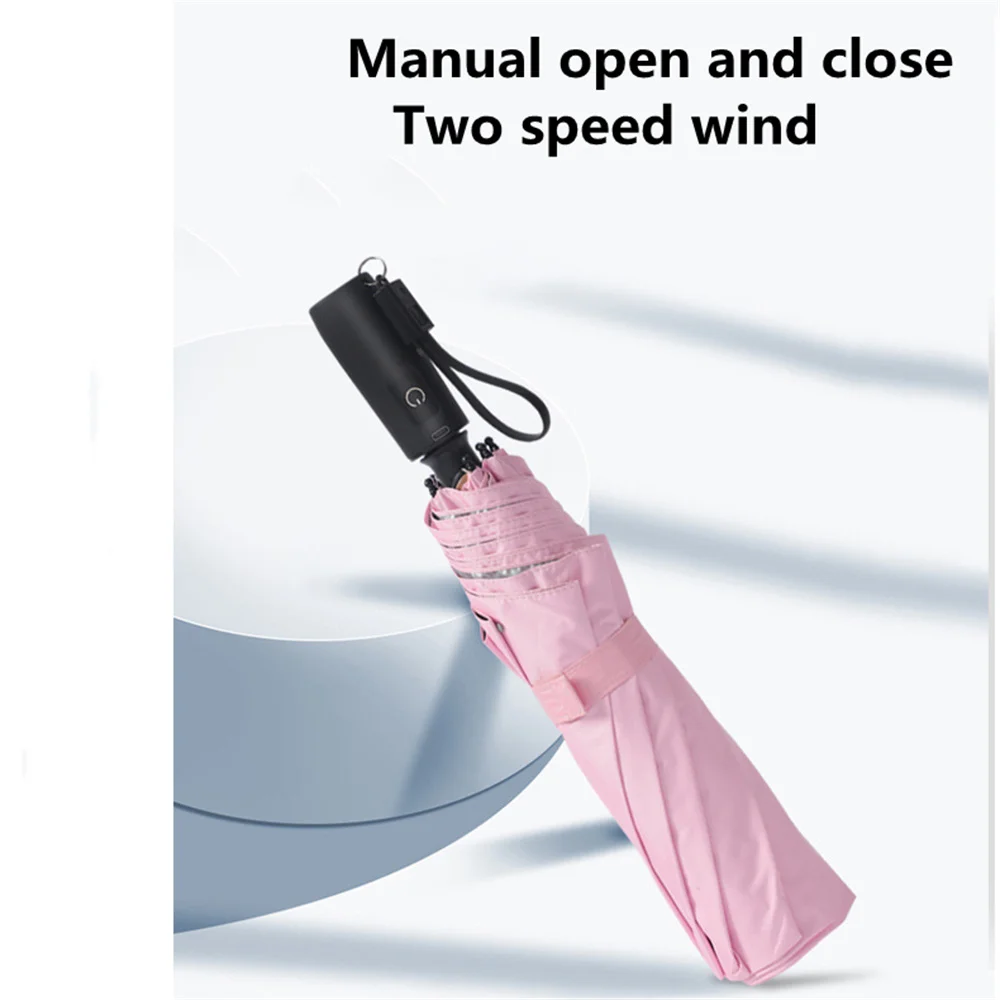 Portable Foldable Floding Cool Summer Umbrellas With Fan USB Charge Sun-proof Anti-uv Ultra-light Umbrellas For Adult Child