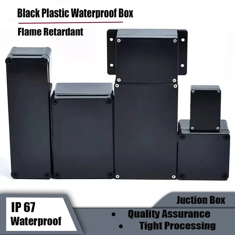 Boîtier étanche IP67 ABS, boîtier de coffre-fort électronique, boîtes en plastique, boîte de jonction de fil noir, organisateur en plastique