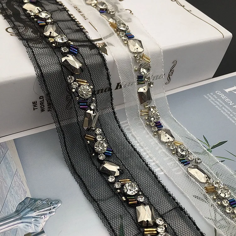 

Exquisite Handmade High-grade Crystal Diamond Bead Accessories Handmade Beaded Lace Trim DIY Wedding Dress Accessories