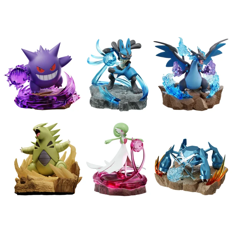 

Holly Box Original Pokemon Full Force Battle Series Luminous Effect Anime Action Figure Mega Charizard X Gengar Model Toy Gift