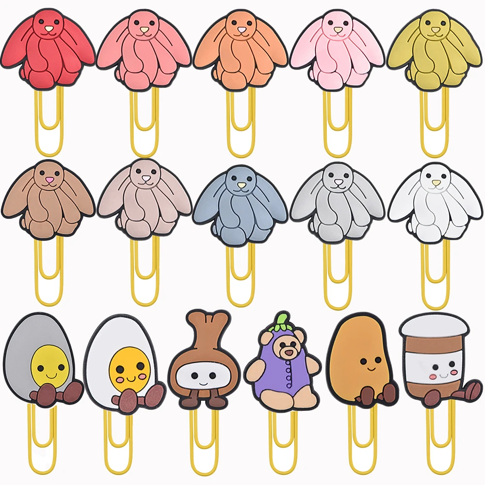 

1pcs Colorful Bad Bunny Bookmark Charms Anime Jelly Rabbit Clips Paper Catoon Bean Egg Coffee Book Page Metal Clip Kids Gifts