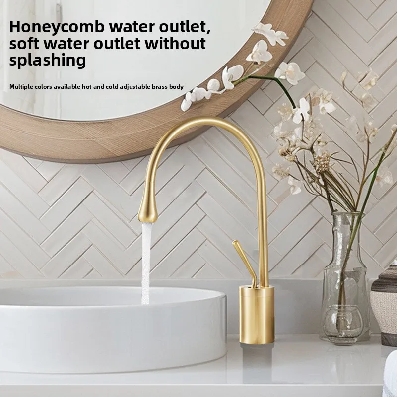 Modern Basin Faucet Brushed Gold Black Silver Faucet Deck Mounted Basin Sink Tap Mixer Hot Cold Brass Tap for Bathroom