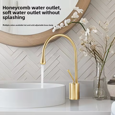 Modern Basin Faucet Brushed Gold Black Silver Faucet Deck Mounted Basin Sink Tap Mixer Hot Cold Brass Tap for Bathroom