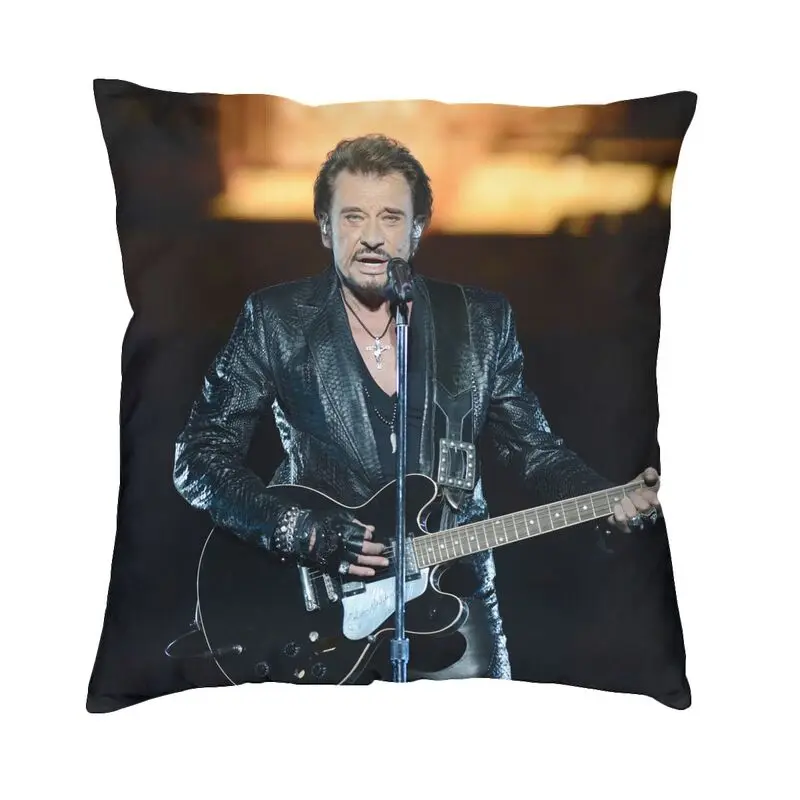 Johnny Hallyday Guitar Luxury Throw Pillow Covers Living Room Decoration French Singer Rock Music Chair Cushion