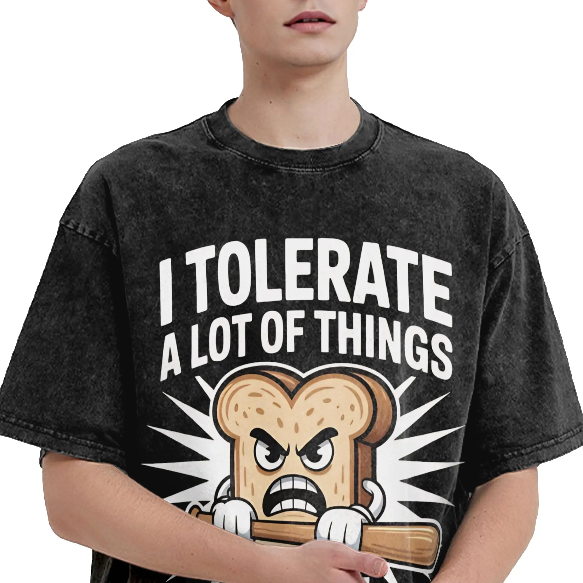Harajuku Washed Shirts I Refuse to Tolerate Gluten Meme Accessories Vintage T-Shirts Oversize  Short Sleeve Graphic Printed Tee