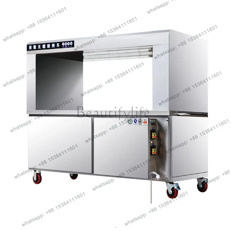 Smokeless BBQ Cart Commercial Large Double Sided Grill Environmental Protection Mobile Stall Purifier