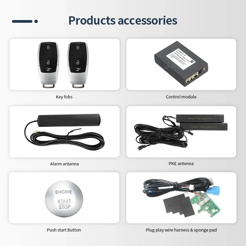 EASYGUARD Smart Key PKE Kit Fit For Benz 2014+ FBS4 With Turn Key Start Only Passive Keyless Entry