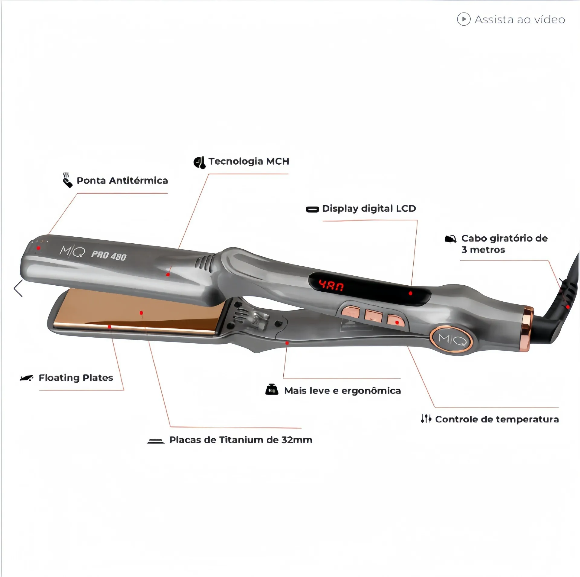 2026 Hot Sell MQ PRO 480 Hot-selling Hair Salon Special Hair Styling Fast Heating Hair Straightener Electric Splint