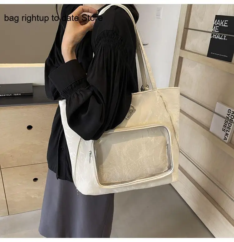Water Ripple Pain Large Capacity Multifunctional Versatile Simple and Niche One Shoulder Wandering Tote Bag