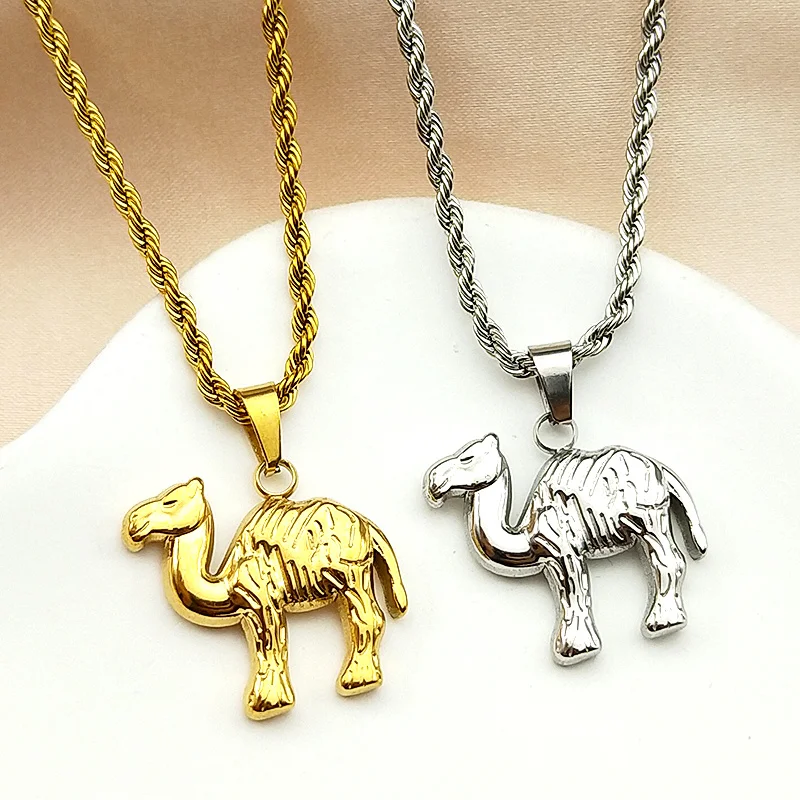 

Vintage Cute Camel Pendant Necklace For Women Men Stainless Steel Gold Silver Color Plated Animal Chain Jewelry Gift