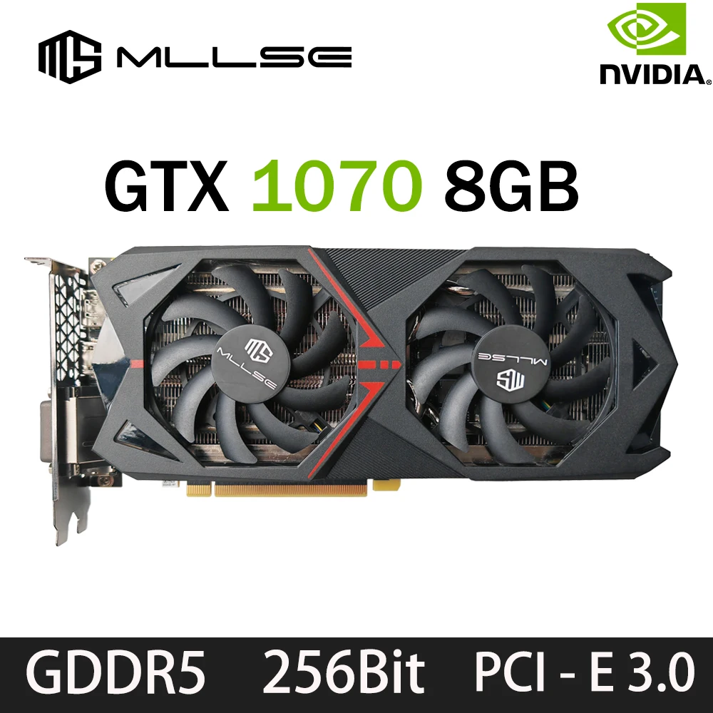 MLLSE Placa De Video NVIDIA GeForce GTX 1070 8GB GDDR5 256-bit PCIe 3.0 x16 16nm Desktop Computer Gaming GPU New Card