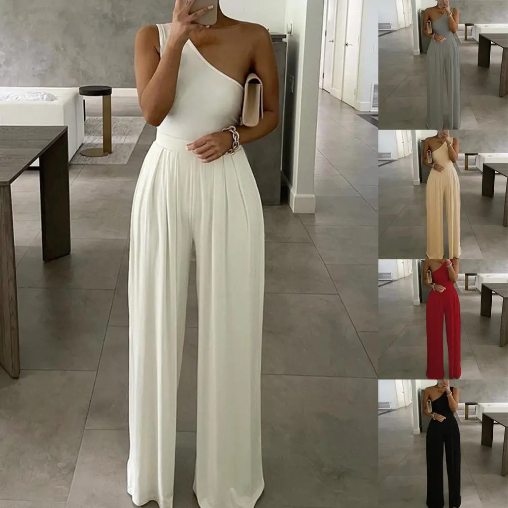 

Jumpsuit 5 Colors Romper Female Long Elegant Women Oblique Shoulder Romper