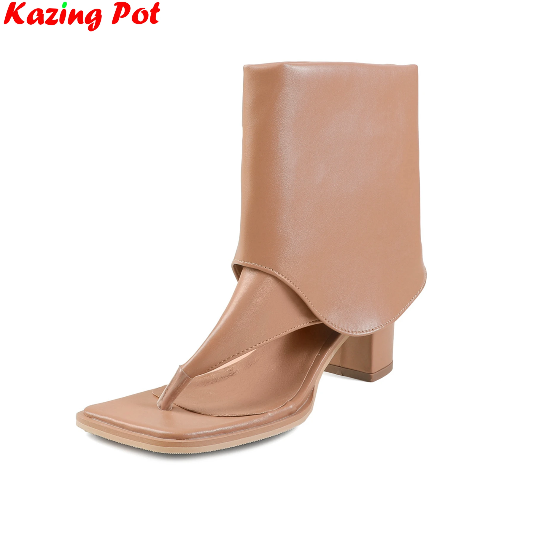 

Krazing Pot Ins Fashion Microfiber Flip Flops High Heels Summer Boots Elegant Winter Shoes Brand Sweet Dating Modern Ankle Boots