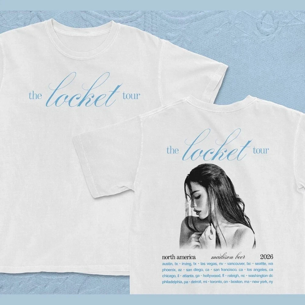 Madison Beer Locket Album 2026 Tour Graphics Cotton Unisex Shirt Y2k Hip Hop Style Summer Men's Short Sleeve Tshirt Fan Gift