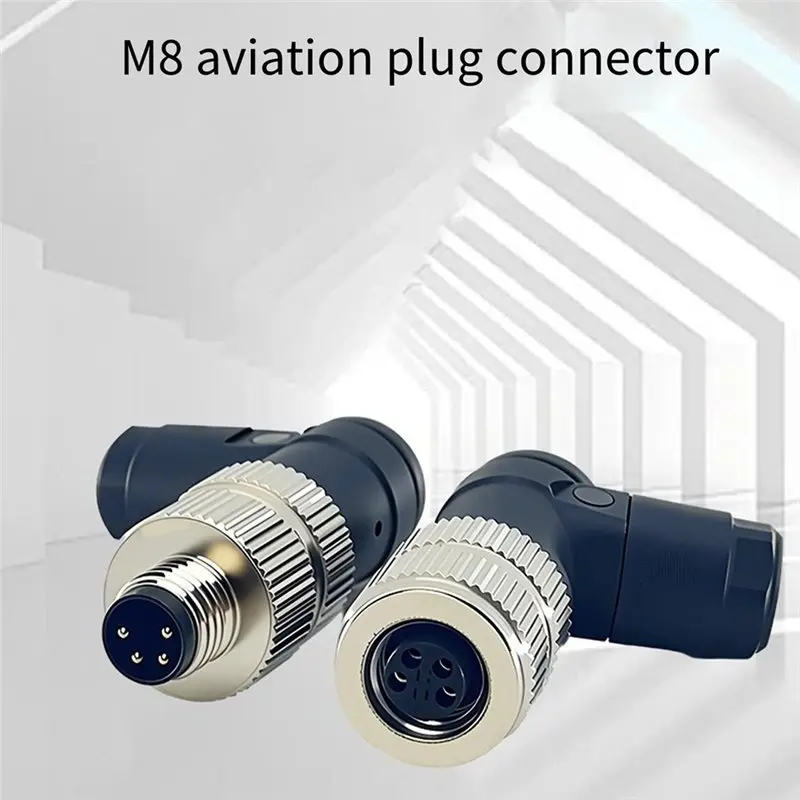 A95I-10Pcs M8 Sensor Connectors Waterproof Angle Screw Threaded Coupling 4Pin For Electronics