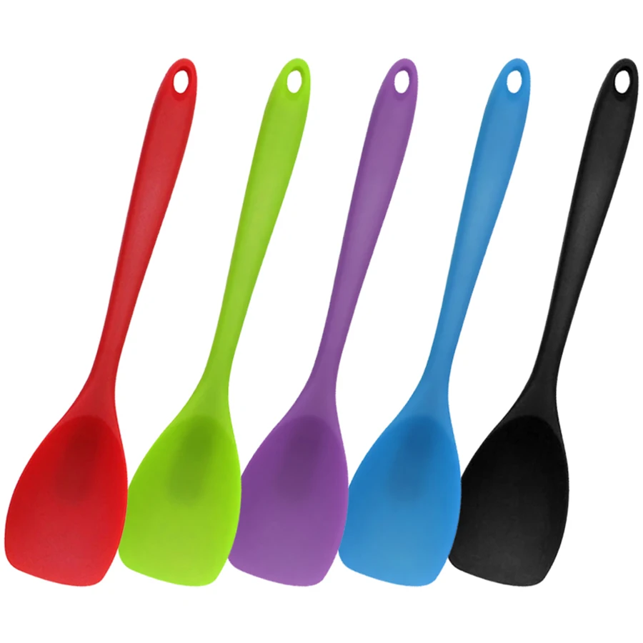 Heat Resistant Silicone Spoon Kitchen Spatula Frying Pan Shovel Mixing Scraper Bakeware Utensil Handle Scraper Cookware Tool