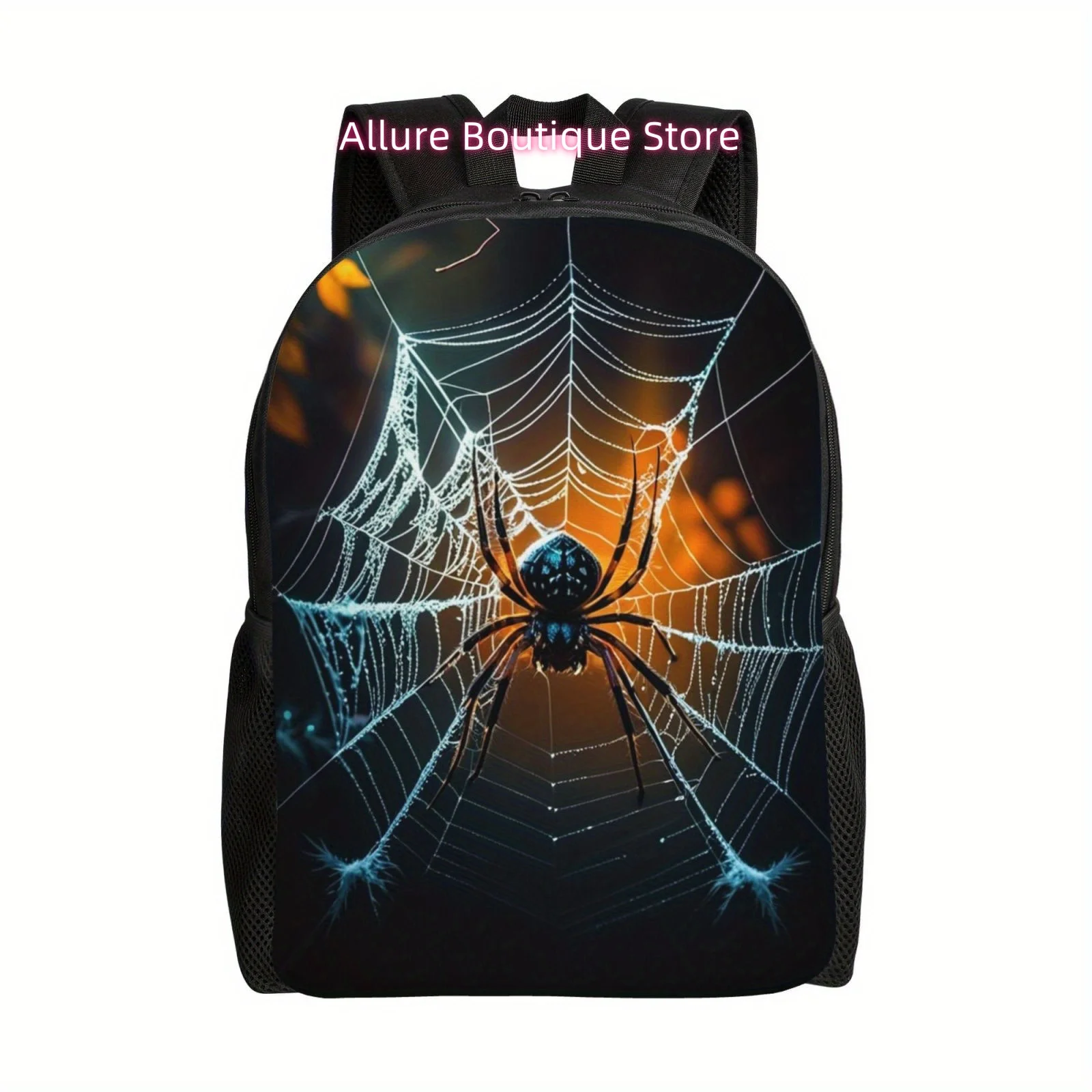 Polyester Travel Backpack with Giant Spider Print, Lightweight Large Capacity Laptop Bag for Men and Women, Versatile Computer S