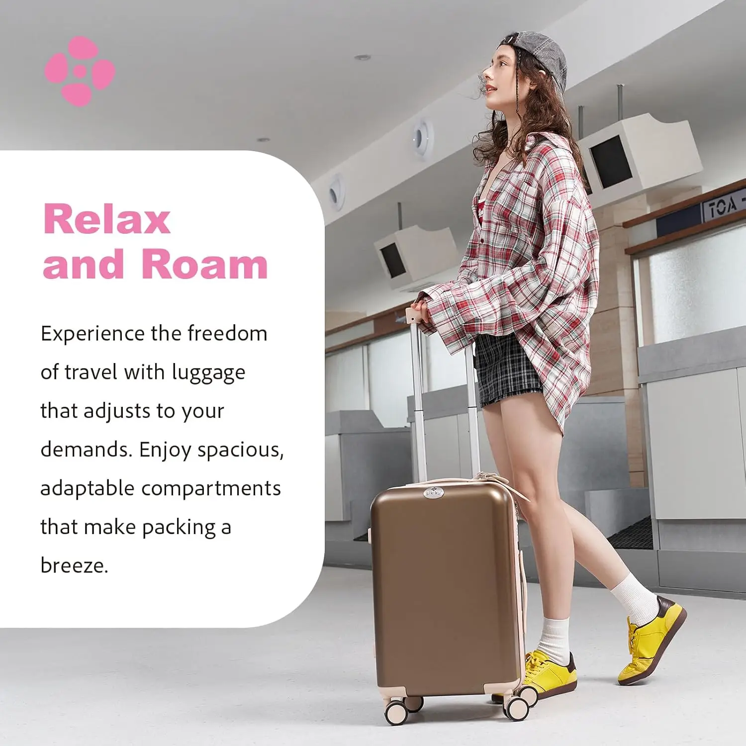 Valise rigide légère pour femme, bagage à main durable, roues tournantes à 360 °, serrure Tsa, 20 po