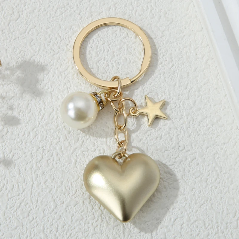 Big Acrylic Hearts Key Chains Gold Silver Color Pendants For Women Girls Birthday Gift Handamde Jewelry