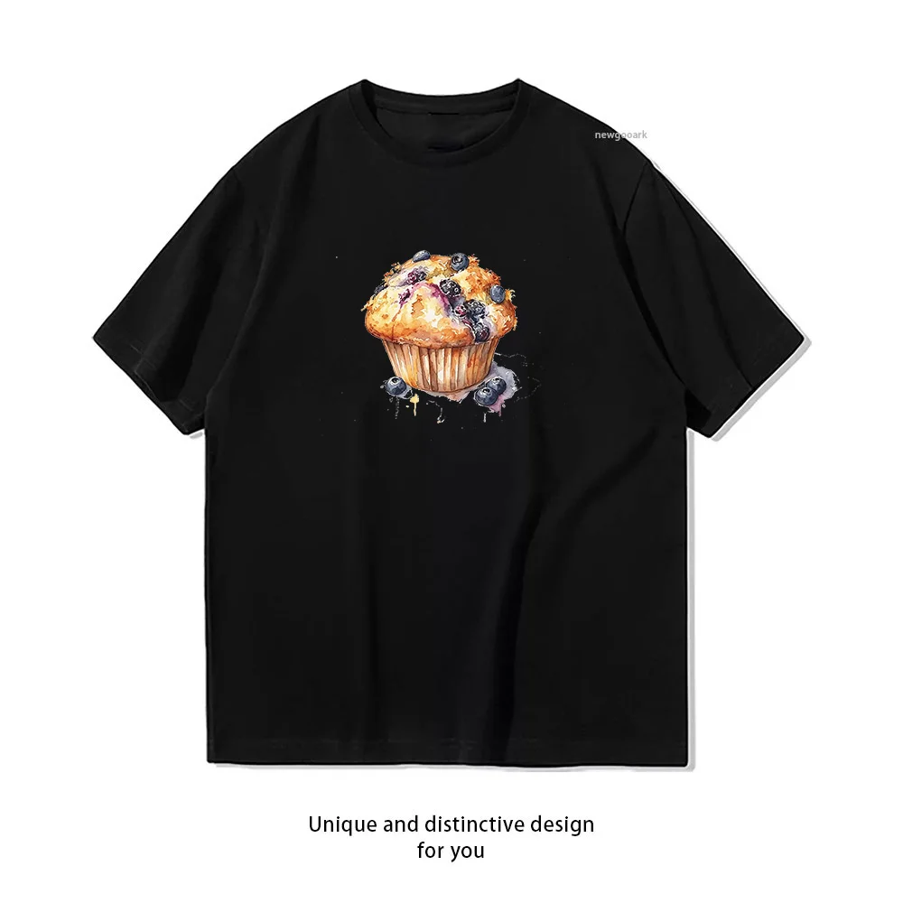 Blueberry Muffin Baked Goods T-shirt Woman Man Summer Cotton Graphic T Shirts Adult Casual Streetwear Camisetas Tops Classic