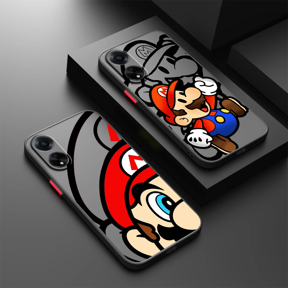 Mario Cool Cute Cartoon Frosted Translucent For OPPO X5 X3 A54S A5 A94 A16 A53S A57 A74 A72 A96 A98 A78 5G Cover Phone Case