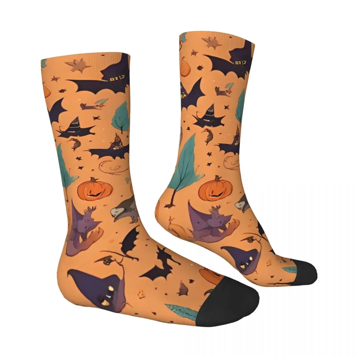 Pumpkin Witches Socks Spooky Halloween Infinite Pattern Elegant Stockings Autumn Non Skid Couple Socks Medium Soft Graphic Socks