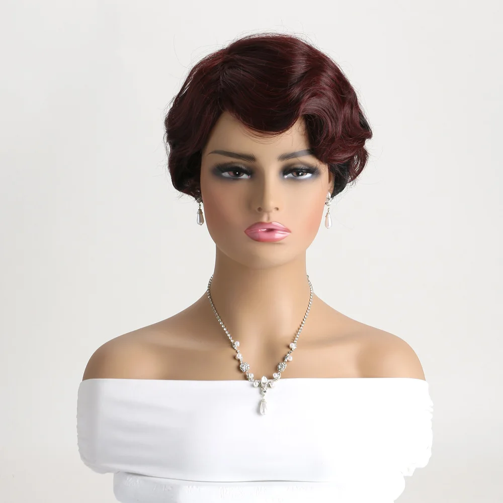 

Женский синтетический парик с короткими вьющимися волосами в стиле ретро, вечерние, повседневные, модные, естественный вид, многоцветный, женский парик для косплея