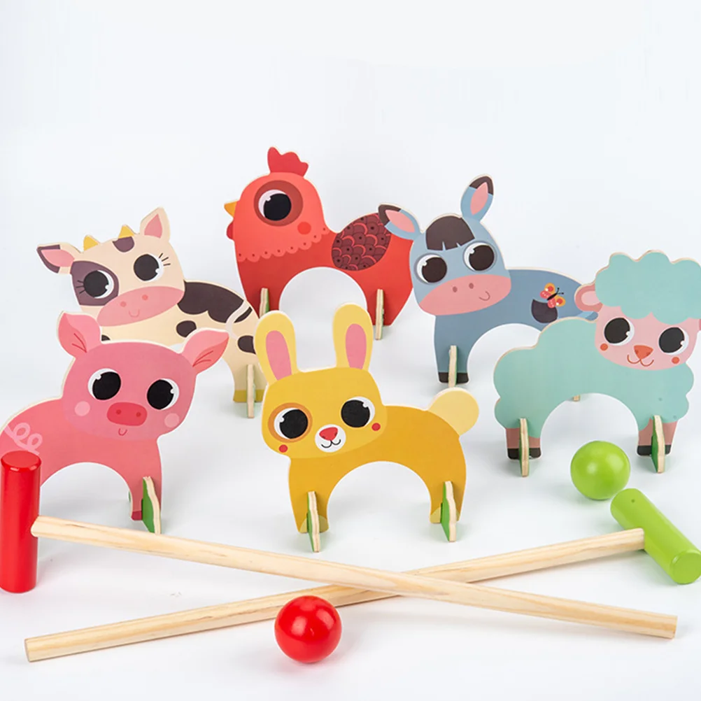 Animal Croquet Animals Toy Kids Train Game Toys Interactive Mallets Children Gift Aldult Travel