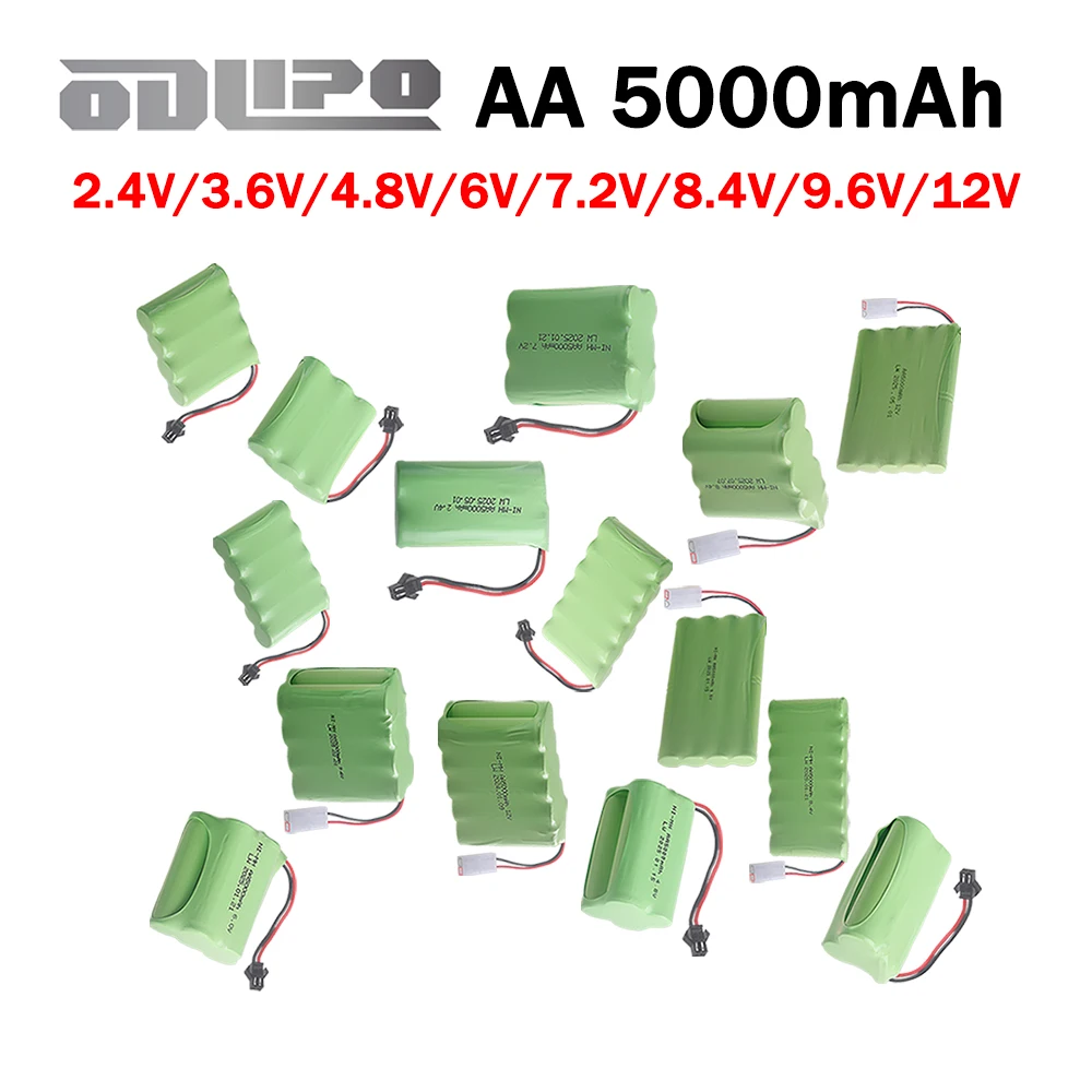 5000mAh AA NI-MH Rechargeable Battery 2.4V/3.6V/4.8V/6V/7.2V/8.4V/9.6V/12V NIMH Batteries For RC Toys Car Truck Boats vs 3000mAh
