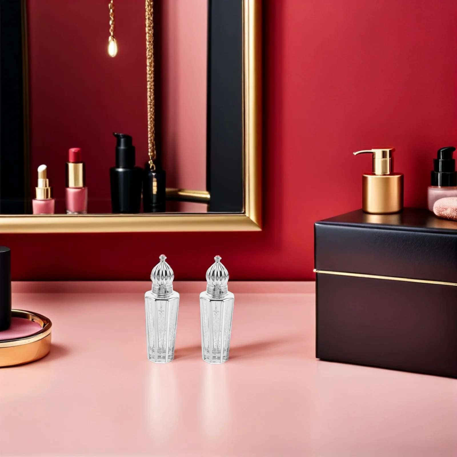 6Pcs Glass 15Ml Perfume Roller Bottles Silver Roll on Refillable Essential Oil Containers Travel Aromatherapy Roll on Bottles