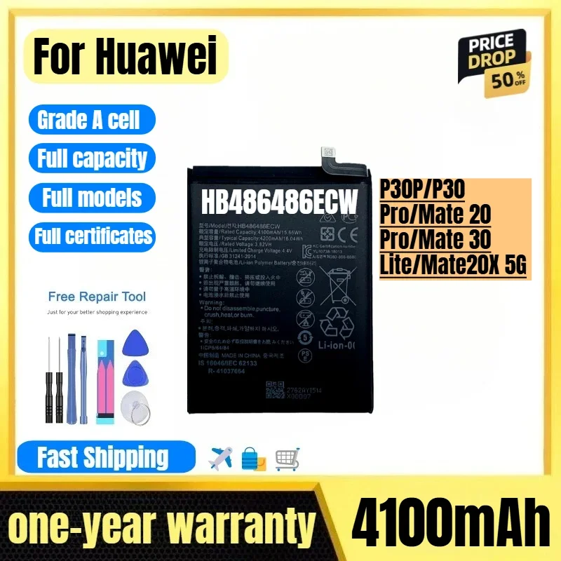 HB486486ECW for Huawei P30P/P30 Pro/Mate 20 Pro/Mate 30 Lite/Mate20X 5G Phone Battery High Quality High Capacity Replacement