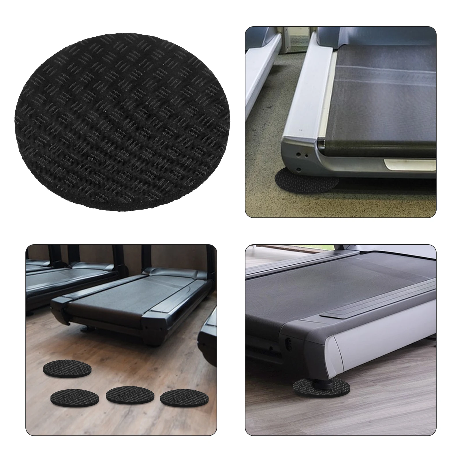

6pcs Treadmill Foot Pads Mat Thick Protection Floor Fitness Leveling Black Sound Reduction Nonslip Noise Absorbing for Equipment