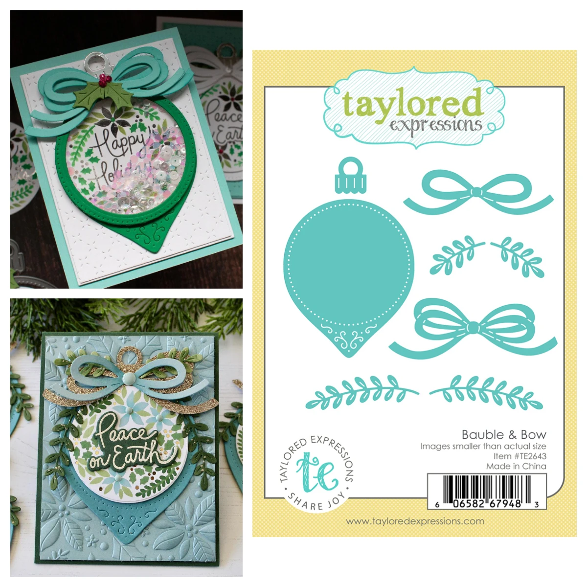 Taylored Bauble & Bow Die Set Holiday Sentiment & Pattern Craft Stamps Metal Cutting Dies DIY Scrapbooking Calenda July 2026 New
