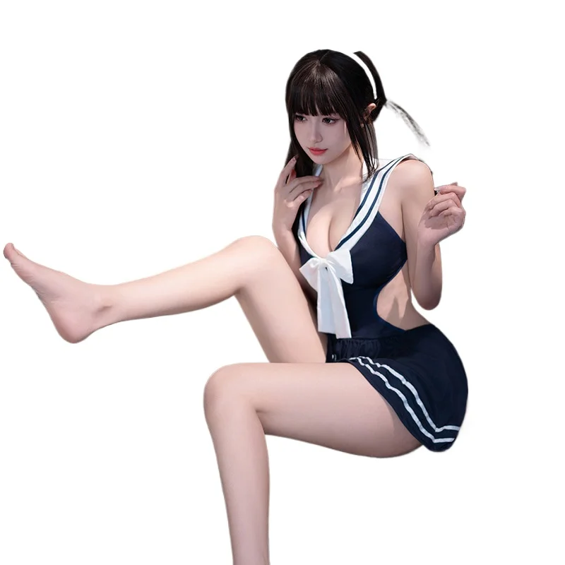 

Japanese Cute Comic Sexy School Girl Costumes Uniform Cosplay Transparent Dress Student Tempatation Lolita Lingerie Roleplay Set