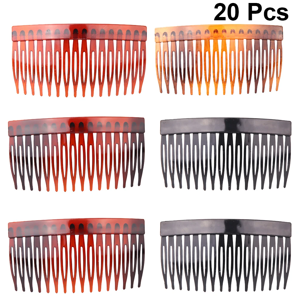

20pcs Plastic Hair Inserted Comb 16 Teeth Side Hairpin Hair Accessories For Women Girls Black Clear Coffee Yellow