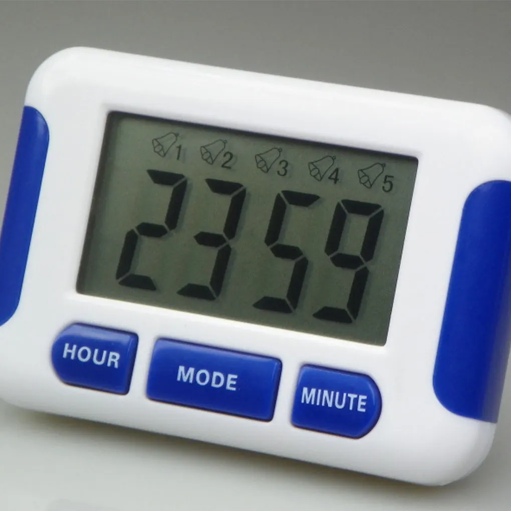 Timer da cucina elettrico portatile Promemoria orario con display LCD digitale per cucinare Progetti scolastici di cottura Temporizzatore per uova a 5 canali