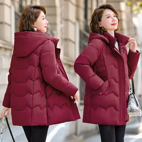 Women Jacket Windproof Rainproof Thick Warm Long Puffer Coat White Female Basic Snow Overcoat Winter Parkas Hooded Down Cotton