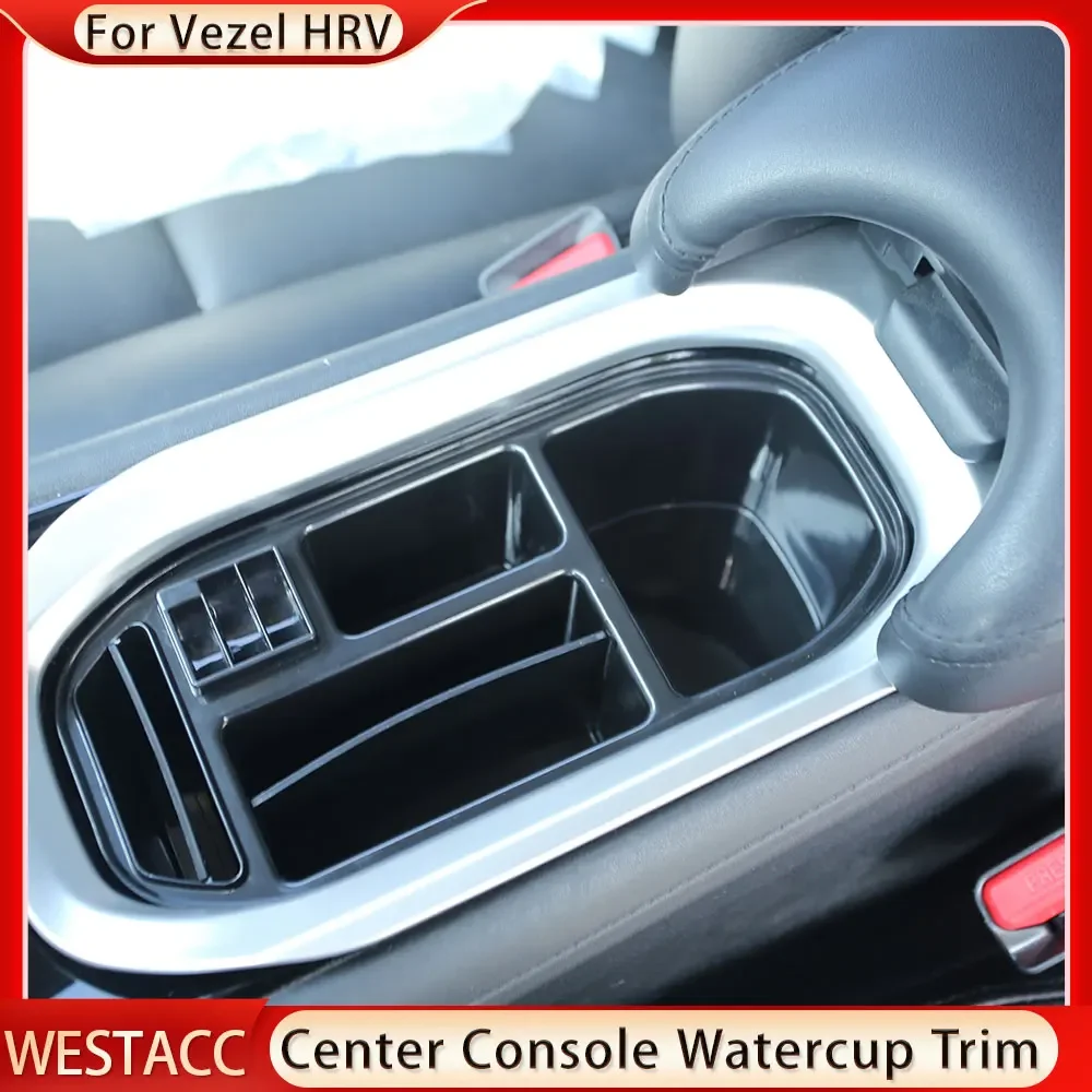 ABS Chrome Car Center Console Water Cup Cover Sticker for Honda Vezel HRV HR-V 2014 - 2020 Decoration Accessories