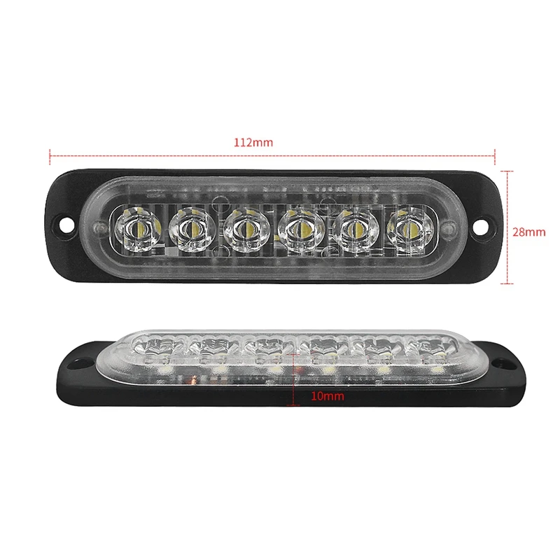 Luz estroboscópica de advertencia para coche, Flash de emergencia, Blanco intermitente, 12V-24V, 6led