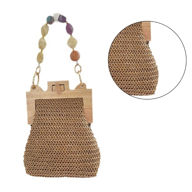 E74B Fashion Handbag Large Capacity Bohemian Style Bag Vintage Hand Weave Bag Beach Bags for Girl Women Casual Bag