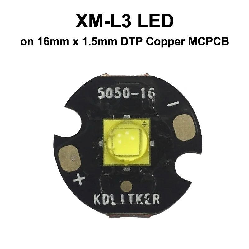 XM-L3 White 6500K SMD 5050 LED Emitter on KDLITKER DTP Copper MCPCB Flashlight DIY